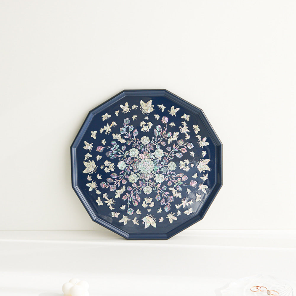 Najeonchilgi Vivid Peony Butterfly 12 Mother of Pearl Tray