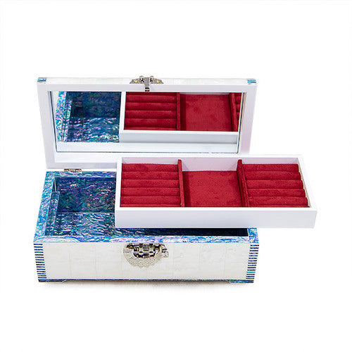 White Pearl Rounded 2-Tier Najeonchilgi Jewelry Box, 24 cm by Park In-ho