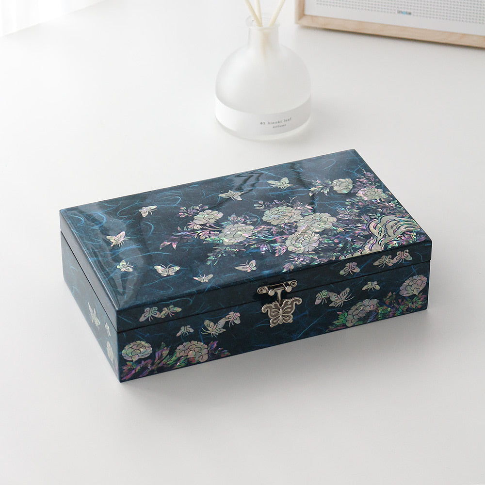 Najeonchilgi Hanji Butterfly Peony 1-Tier Jewelry Box (Large), 23 cm