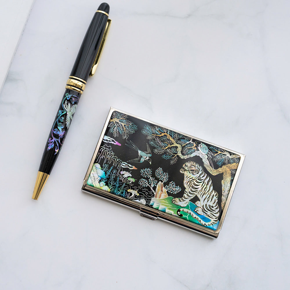 Najeon Chilgi Mother of Pearl Business Card Case Set — Pine & Crane - OF0148