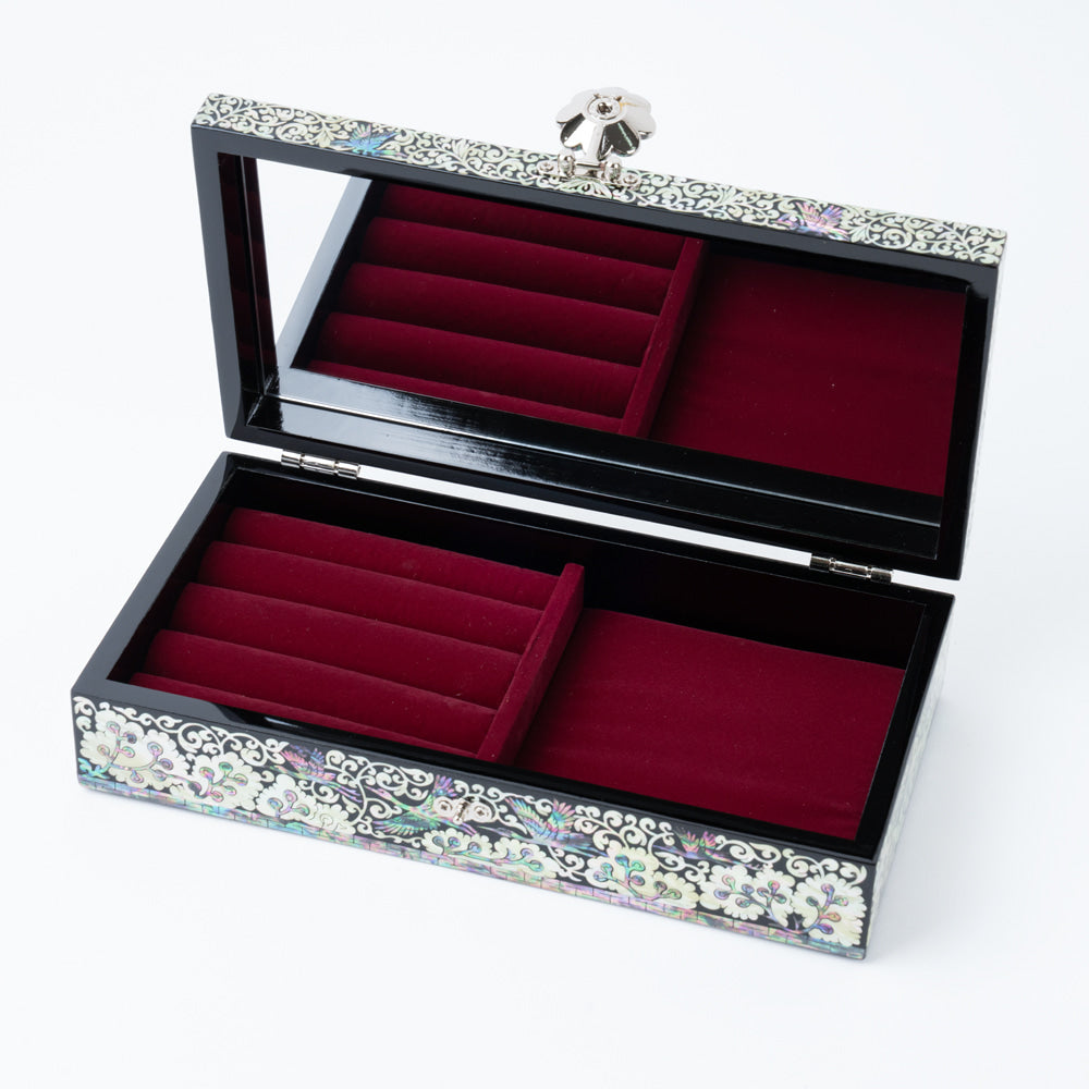 Wedding Gift Mother of Pearl Box Crane & Pine Arabesque Mother of Pearl Jewelry Box 23 Cm Cash Gift Box Najeonchilgi Lacquerware Jewelry Box Gift for International Customers