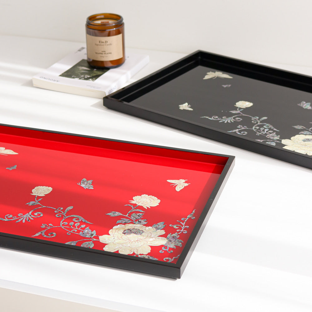 Najeonchilgi Peony of Wealth Mother of Pearl Tray (Large)