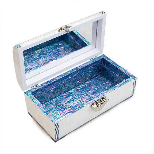 Peony Scholar 3-Drawer Mother of Pearl Jewelry Box (Hanji, Red)