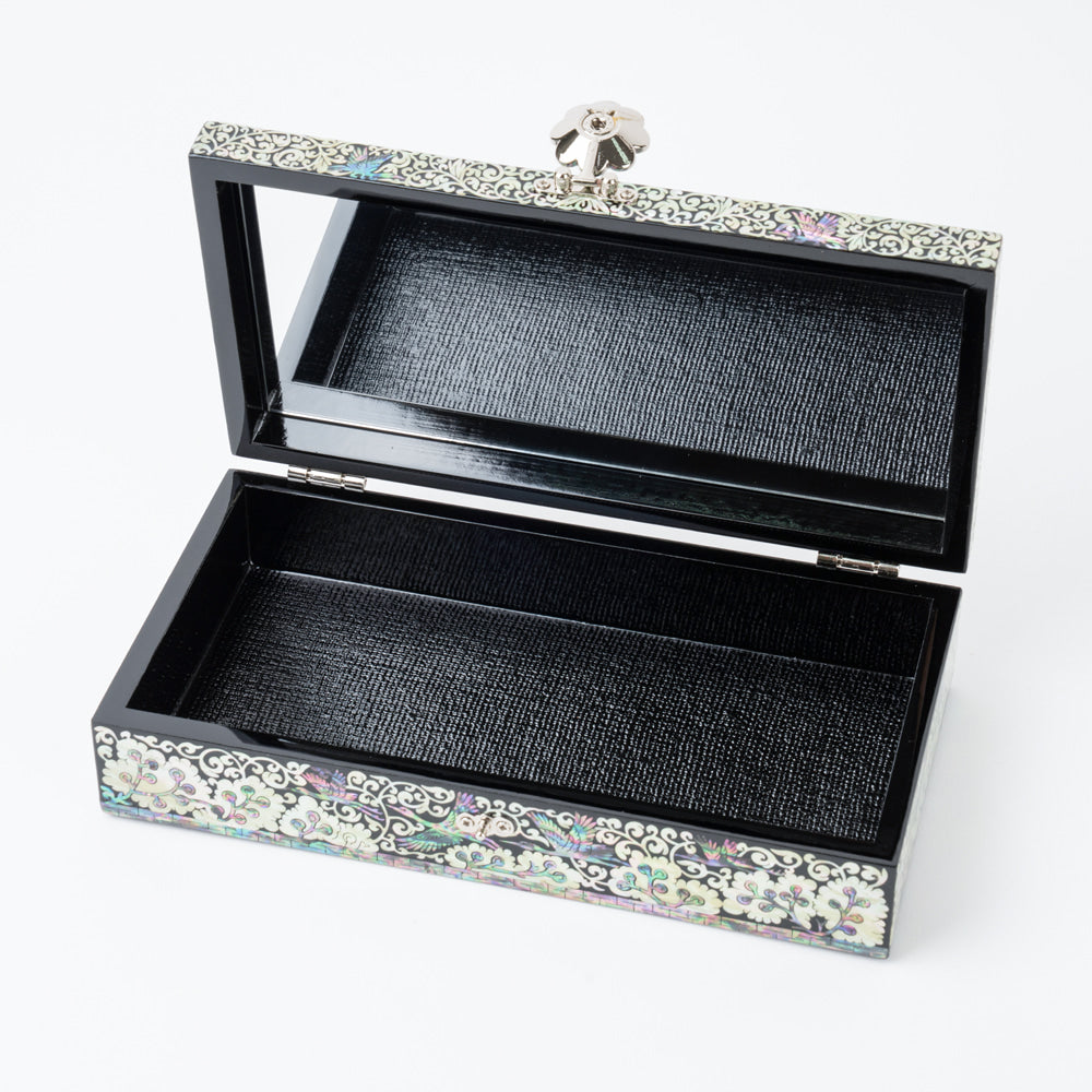 Wedding Gift Mother of Pearl Box Crane & Pine Arabesque Mother of Pearl Jewelry Box 23 Cm Cash Gift Box Najeonchilgi Lacquerware Jewelry Box Gift for International Customers