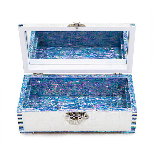 Peony Scholar 3-Drawer Mother of Pearl Jewelry Box (Hanji, Red)