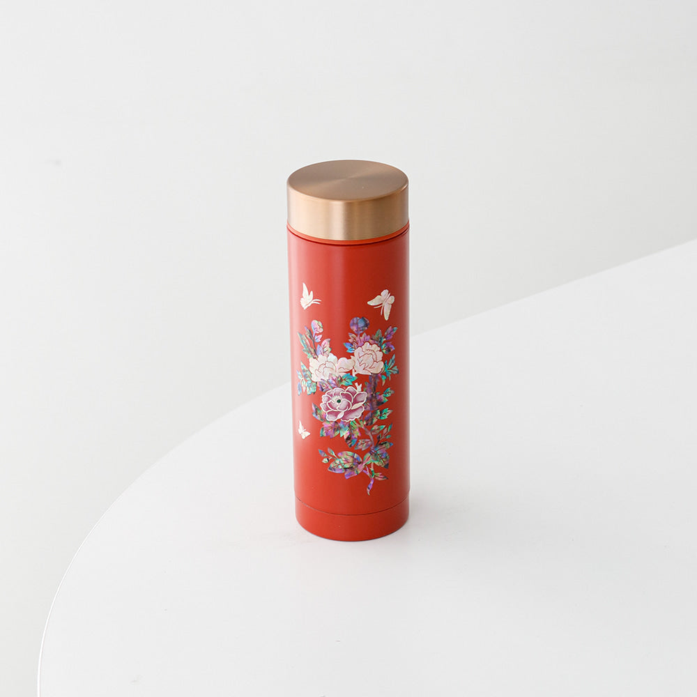 Najeonchilgi Painted Peony Stainless Steel Mother of Pearl Tumbler 300ml