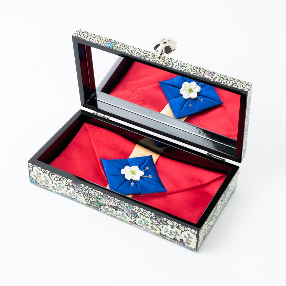 Wedding Gift Mother of Pearl Box Crane & Pine Arabesque Mother of Pearl Jewelry Box 23 Cm Cash Gift Box Najeonchilgi Lacquerware Jewelry Box Gift for International Customers