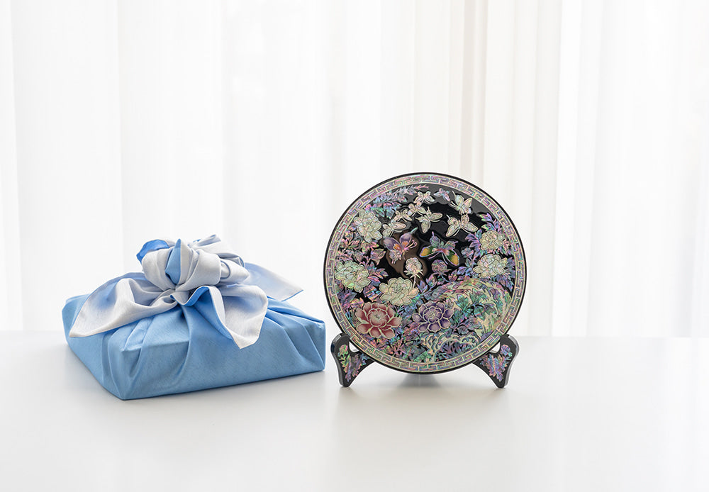 Najeon Chilgi Mother of Pearl Plate & Tray — Peony - DE0058