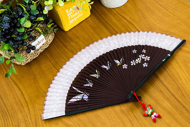 Silk & Ramie Hand Fan — Butterfly (Pink) - FN0064