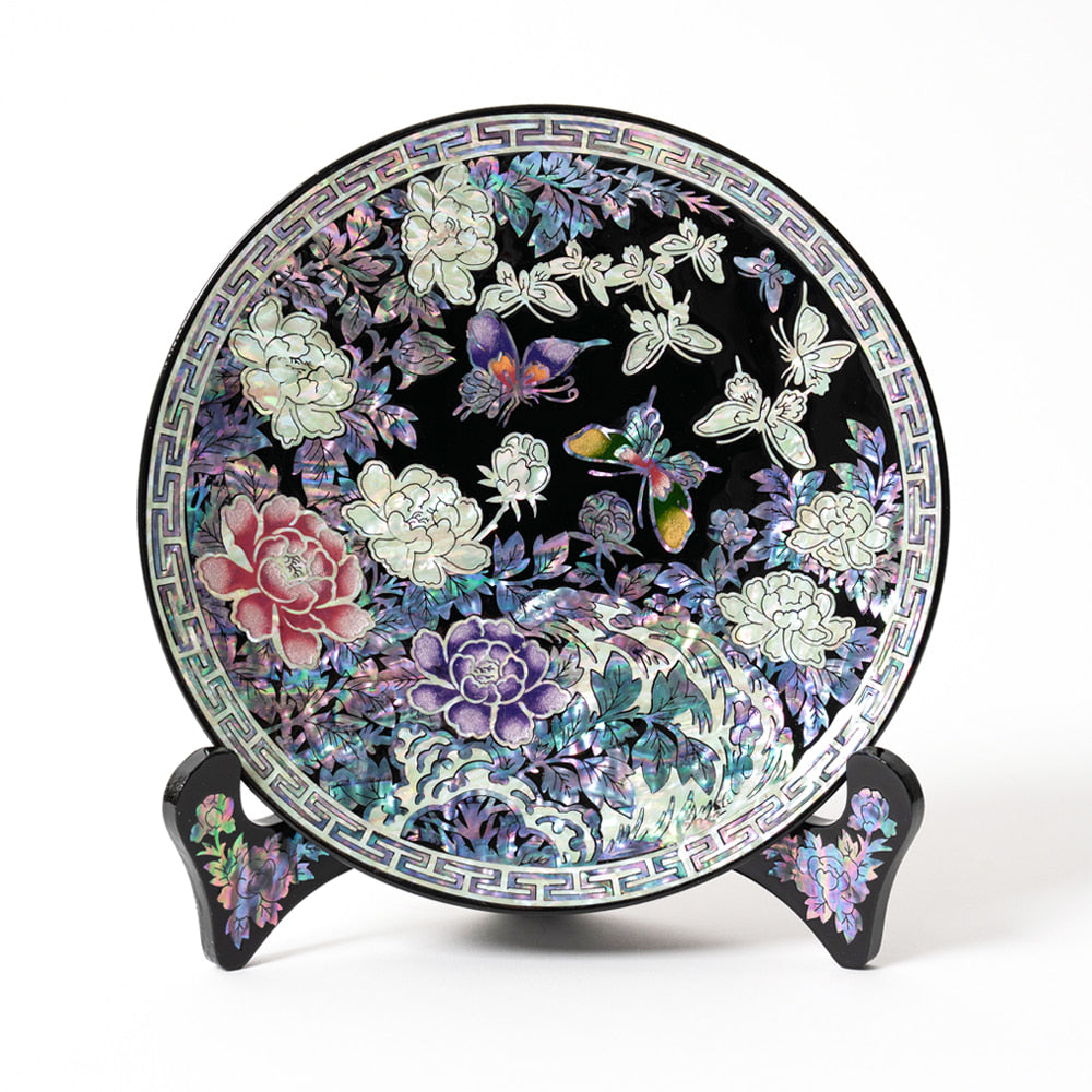 Najeon Chilgi Mother of Pearl Plate & Tray — Peony - DE0058