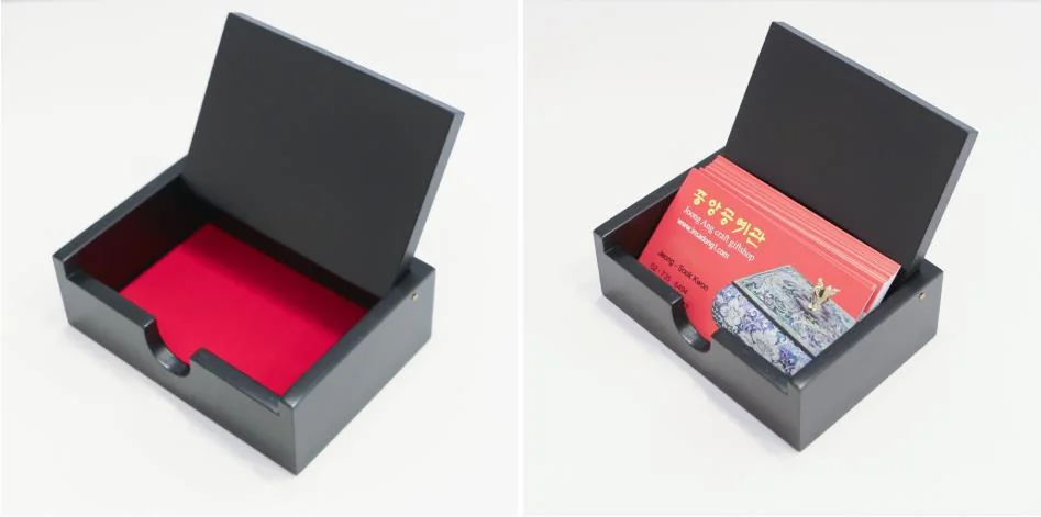 Najeon Chilgi Mother of Pearl Business Card Holder — Pine & Crane (Black) - OF0006