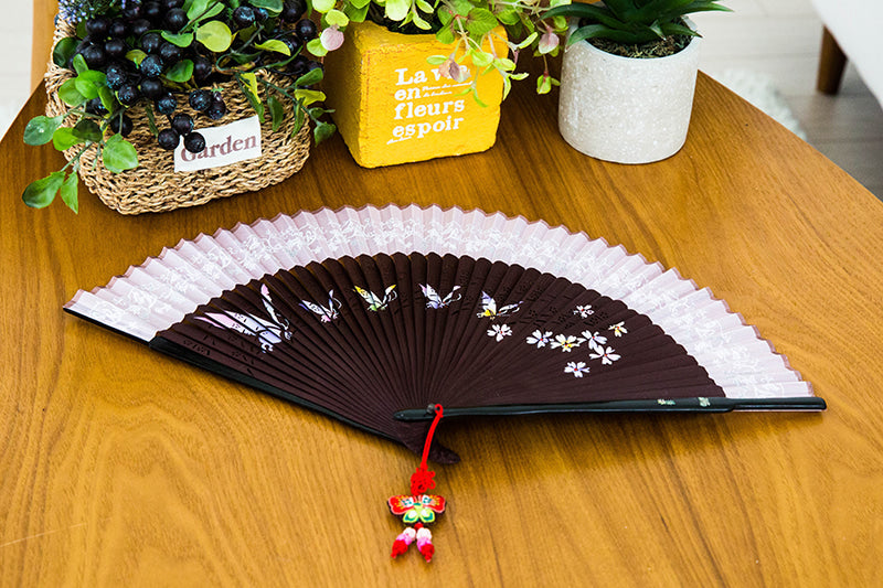 Silk & Ramie Hand Fan — Butterfly (Pink) - FN0064