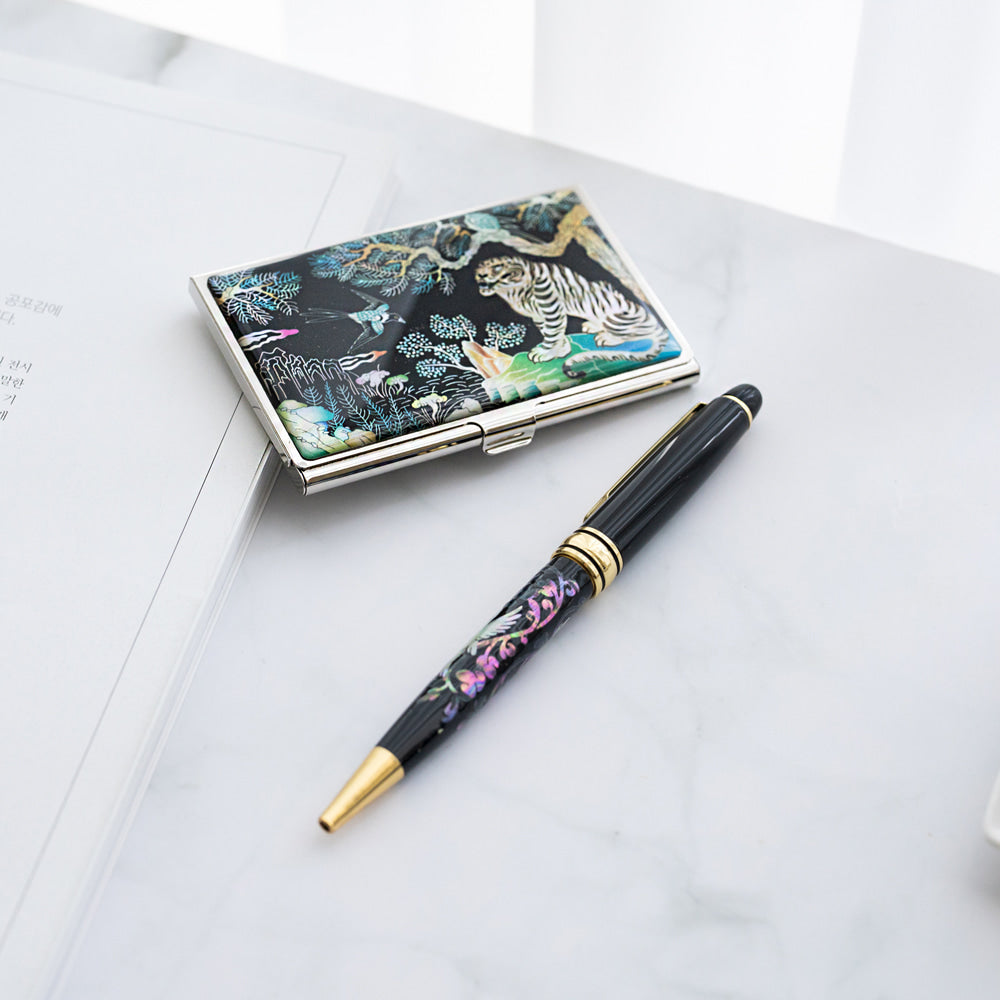 Large Najeon Chilgi Mother of Pearl Business Card Case — Dragon - OF0082