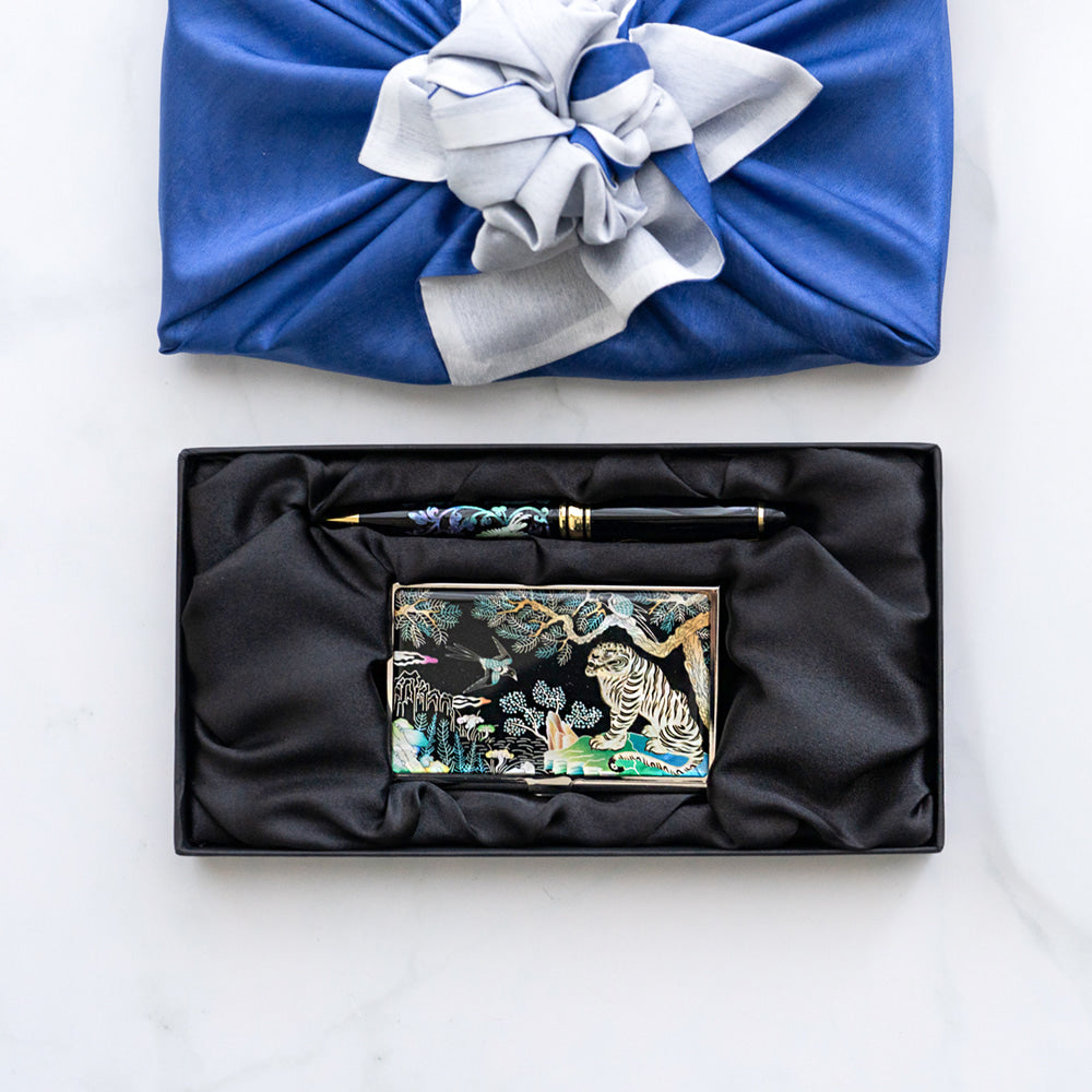 Najeon Chilgi Mother of Pearl Business Card Case Set — Pine & Crane - OF0148