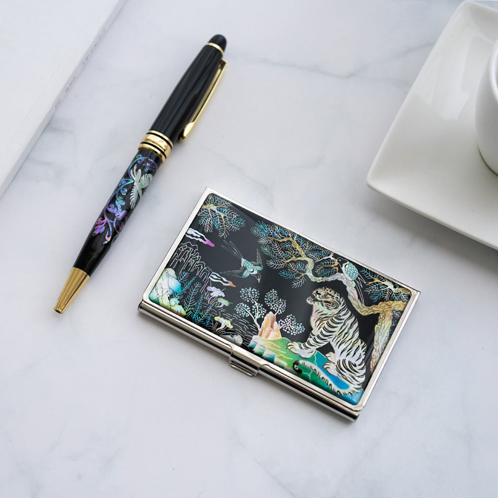 Najeon Chilgi Mother of Pearl Business Card Case Set — Pine & Crane - OF0148