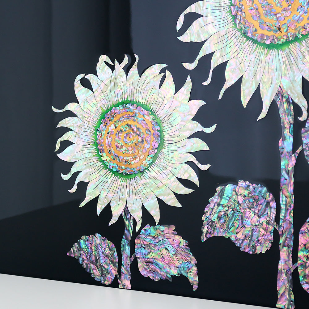 Najeonchilgi Sunflower Mother-of-Pearl Wall Art, Black