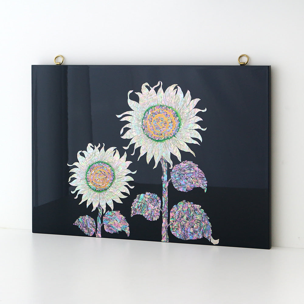 Najeonchilgi Sunflower Mother-of-Pearl Wall Art, Black