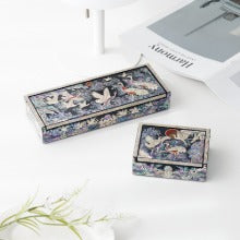 Premium 2-Piece Najeonchilgi Auto Open Crane and Pine Pen Box and Business Card Box