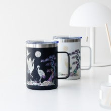 Najeonchilgi Stainless Steel Mug with Crane and Pine, 460 ml