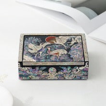Najeonchilgi Auto Open Crane and Pine Mother-of-Pearl Business Card Box