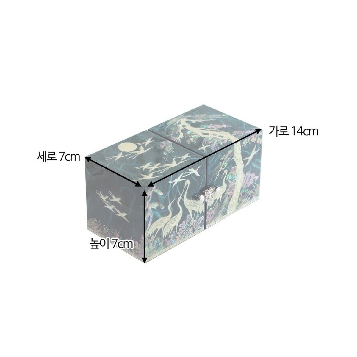 Hanji Mini Mother of Pearl Double Lidded Small (Pine & Crane) Secret Jewelry Box Jewelry Box – product dimensions and size guide [KS-DIM:P0000QNG:cc2725823efa]