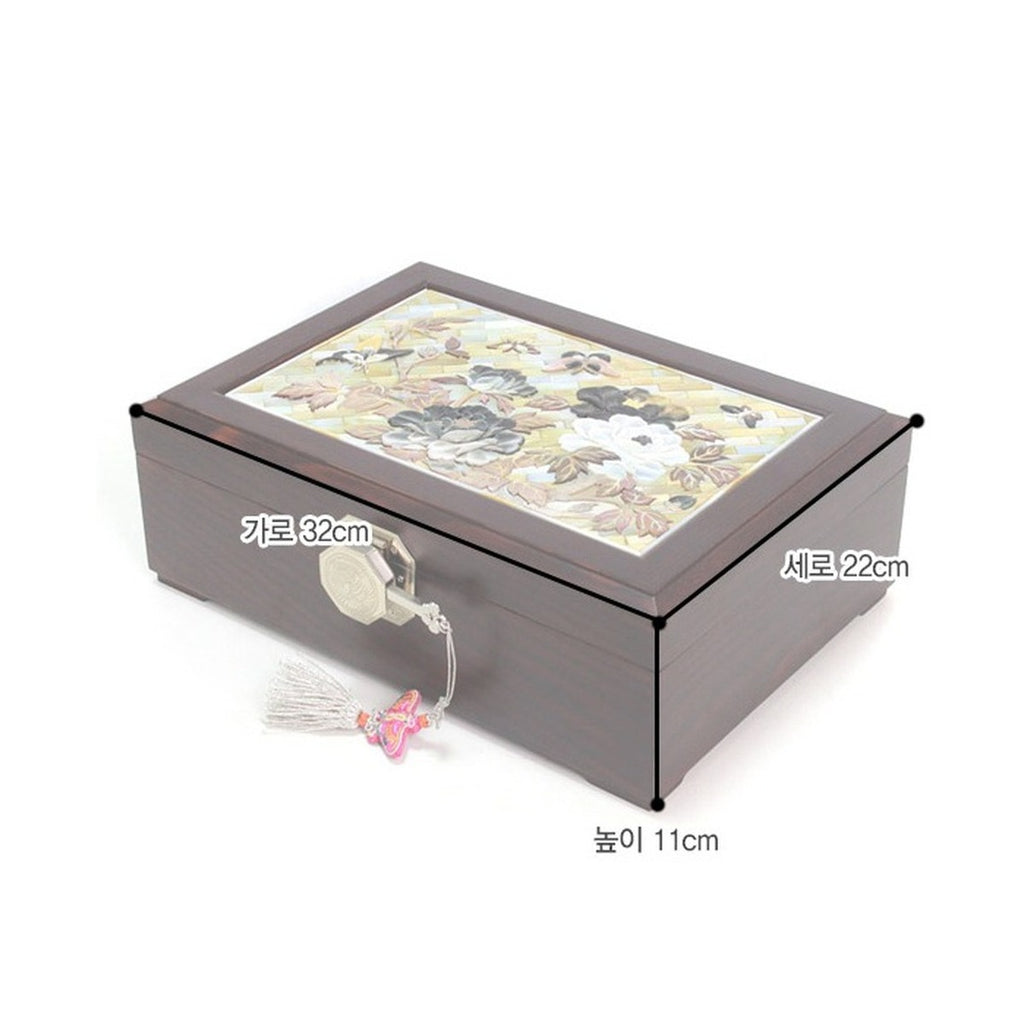Masterpiece Najeonchilgi Whole Shell Carved Ottchil Lacquer Peony Mother of Pearl Jewelry Box Jewelry Box, 32 cm (by Kim Sang-yun) – product dimensions and size guide [KS-DIM:P0000QRV:a85b40cbdc3b]
