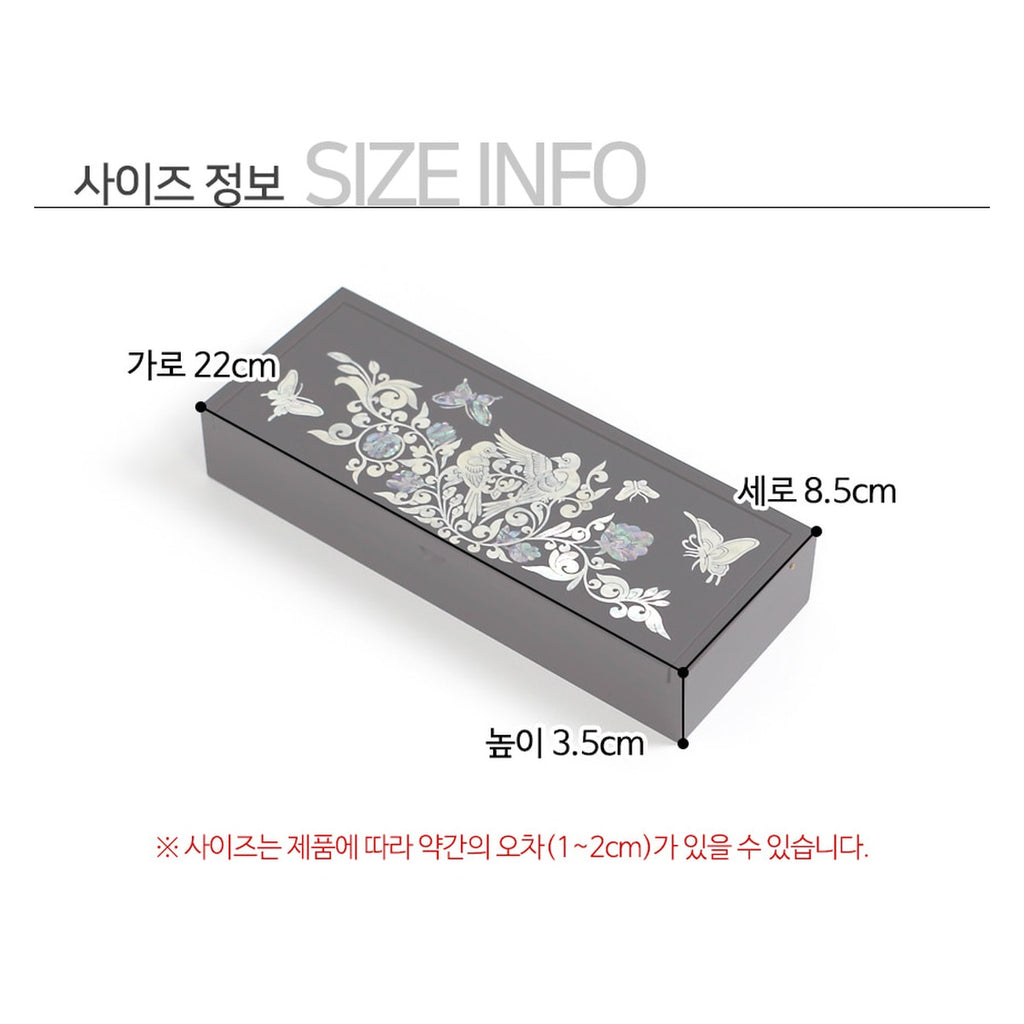 Najeonchilgi Auto-Open Mother of Pearl Pen Case – product dimensions and size guide [KS-DIM:P0000UHC:68f89472f422]