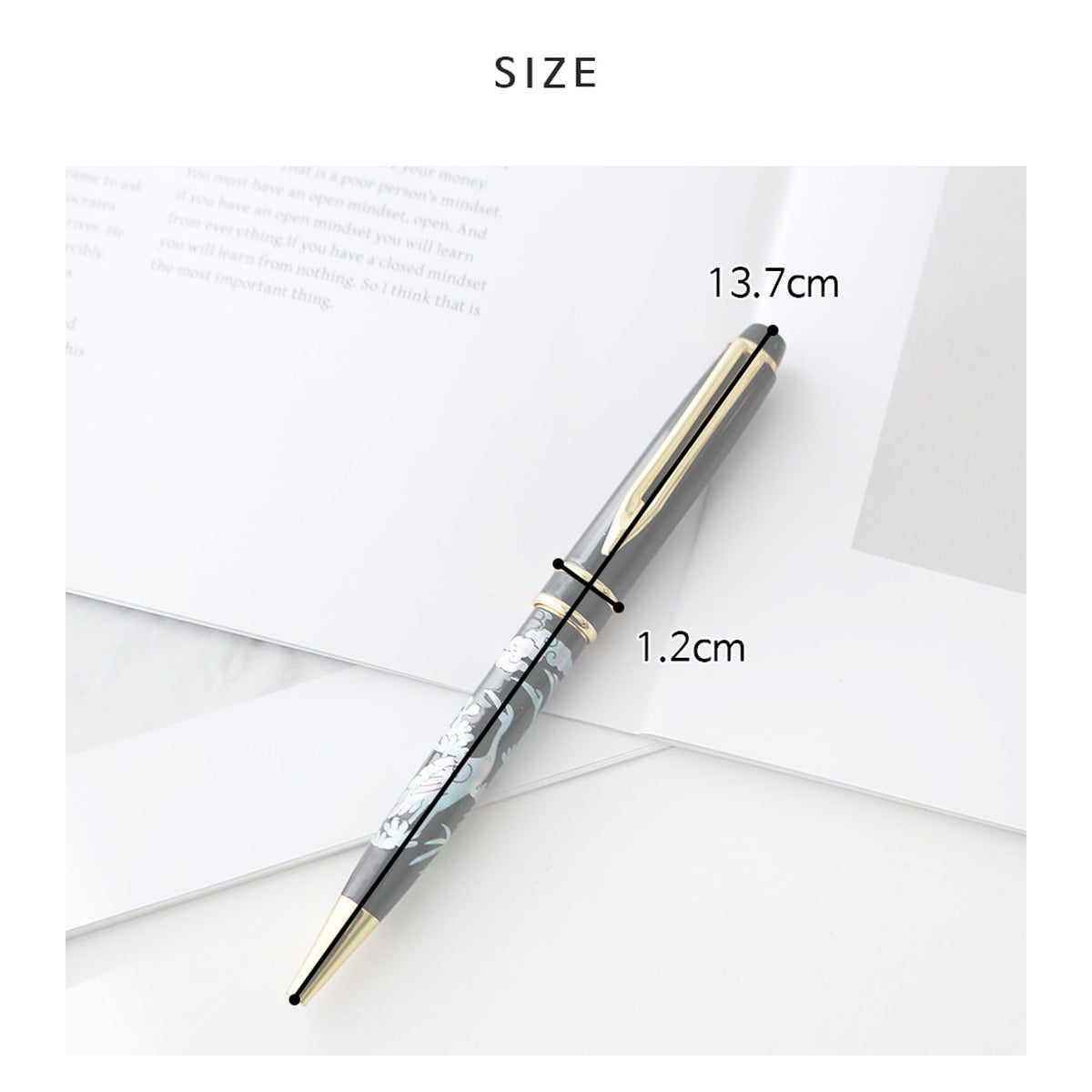 Najeonchilgi Pine & Crane Plum & Butterfly Mother of Pearl Pen – product dimensions and size guide [KS-DIM:P0000UPD:ccbada0edef4]