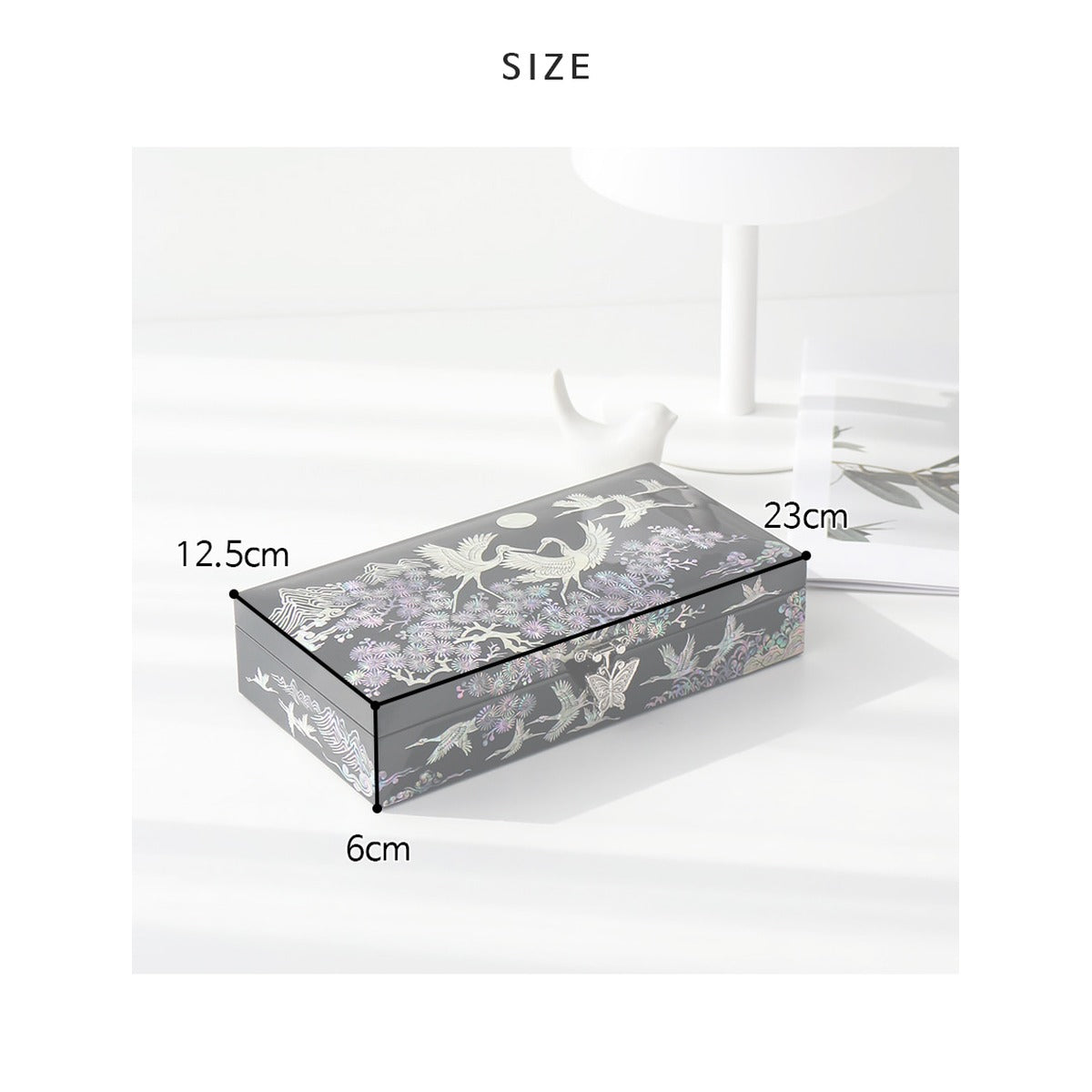 Najeonchilgi 1 Tier Pine & Crane Yedan Jewelry Box H Jewelry Box Yedan Wedding Gift Box Mother of Pearl, 23 cm – product dimensions and size guide [KS-DIM:P0000UVY:f1312706e0b2]