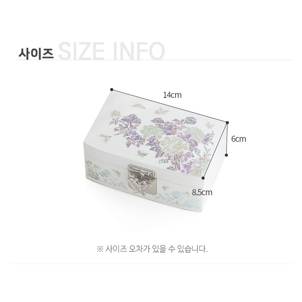 Najeonchilgi White Rounded Mother of Pearl Jewelry Box, 14 cm – product dimensions and size guide [KS-DIM:P0000VYX:6906477ecce6]