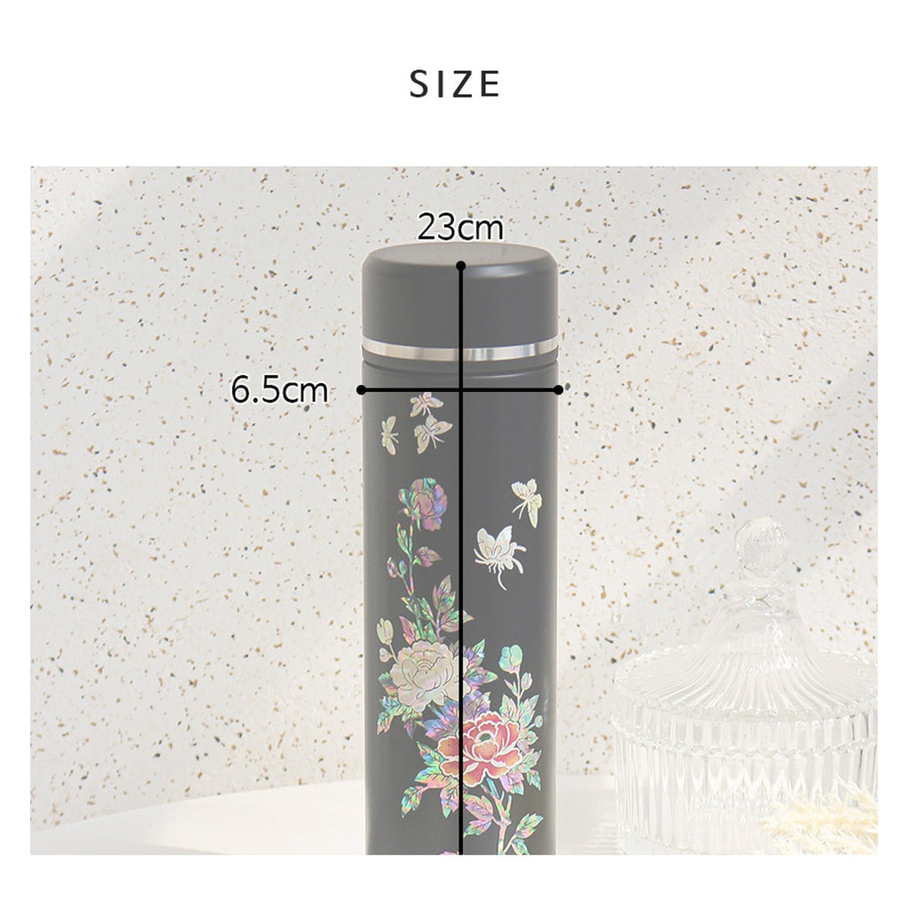 Najeonchilgi Painted Peony Stainless Steel Mother of Pearl Tumbler 500ml – product dimensions and size guide [KS-DIM:P0000WDO:ba6ddd333835]