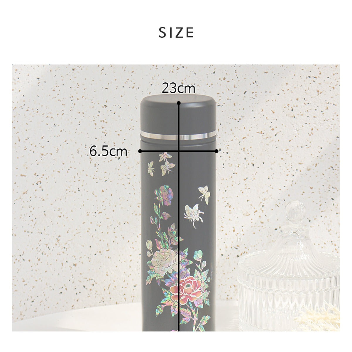 Najeonchilgi Painted Peony Stainless Steel Mother of Pearl Tumbler 500ml – product dimensions and size guide [KS-DIM:P0000WDO:ba6ddd333835]