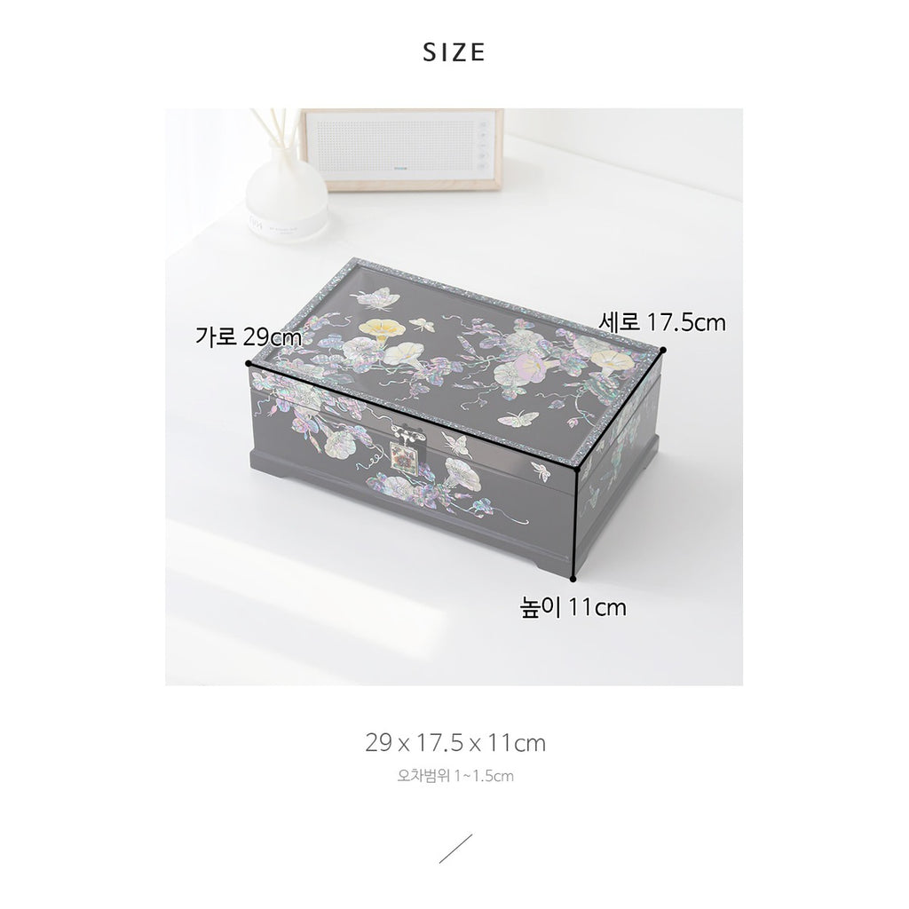 Masterpiece Najeonchilgi Flower Painted Flowers 2 Tier Mother of Pearl Jewelry Box, 30 cm – product dimensions and size guide [KS-DIM:P0000XLD:ea3097369cc6]