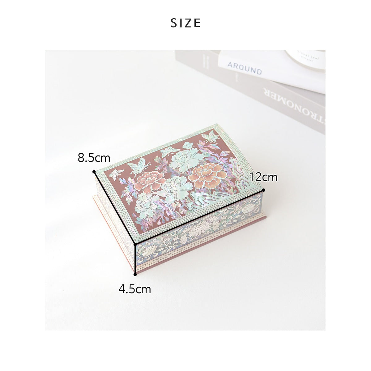 Najeonchilgi Peony & Butterfly Auto Open Mother of Pearl Business Card Case (Red) – product dimensions and size guide [KS-DIM:P0000XRR:b11aee6af961]