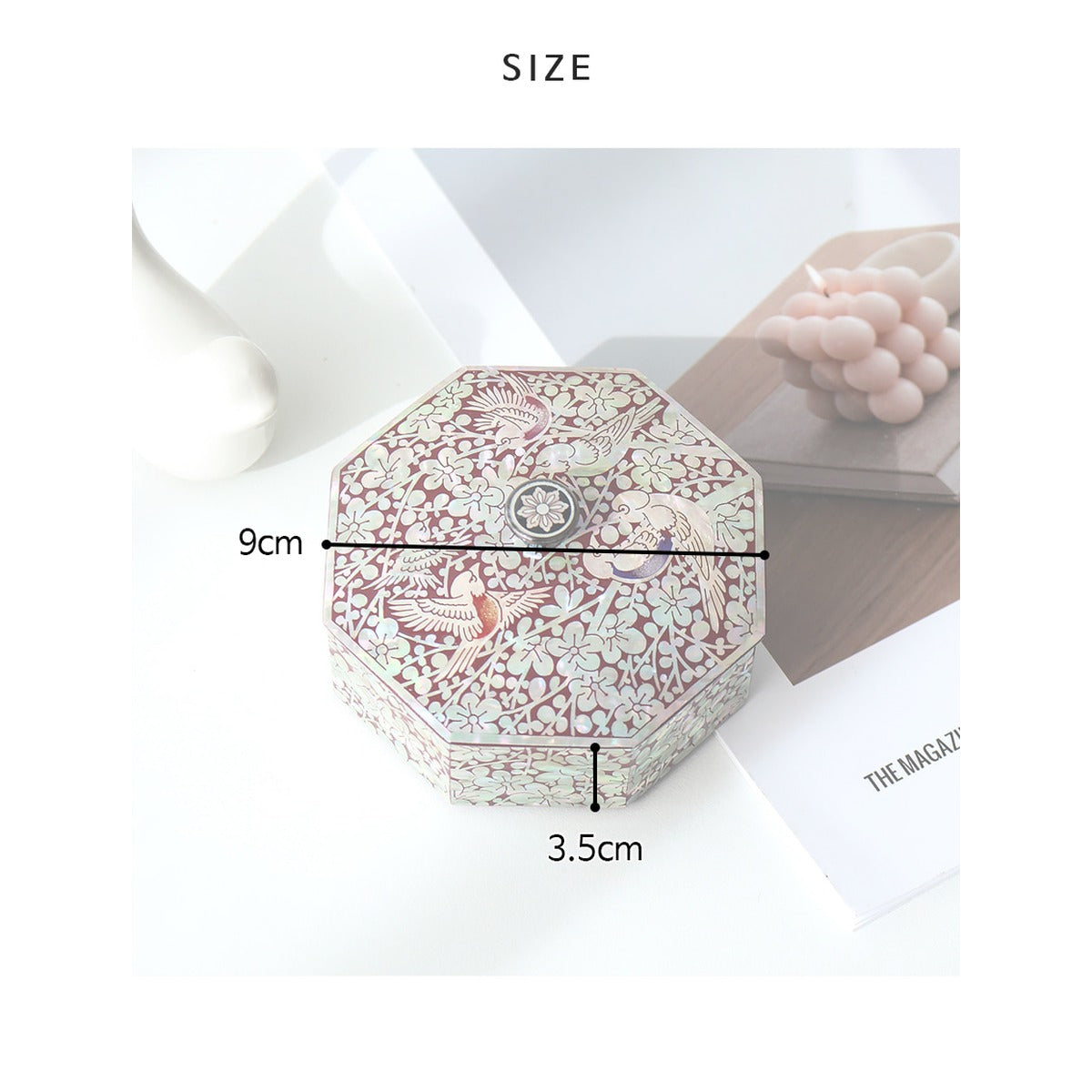 Najeonchilgi Plum Blossom Knob Octagonal Jewelry Box , 9 cm – product dimensions and size guide [KS-DIM:P0000XXX:9dac5a0df4c7]