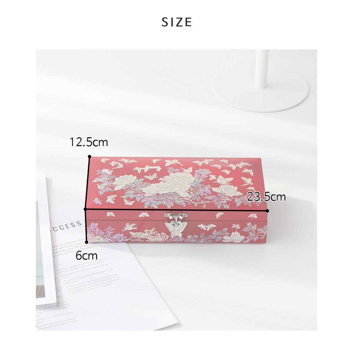 Najeonchilgi 1 Tier Peony & Butterfly Yedan Jewelry Box H, 23 cm – product dimensions and size guide [KS-DIM:P0000YBV:3b2c4b473f40]