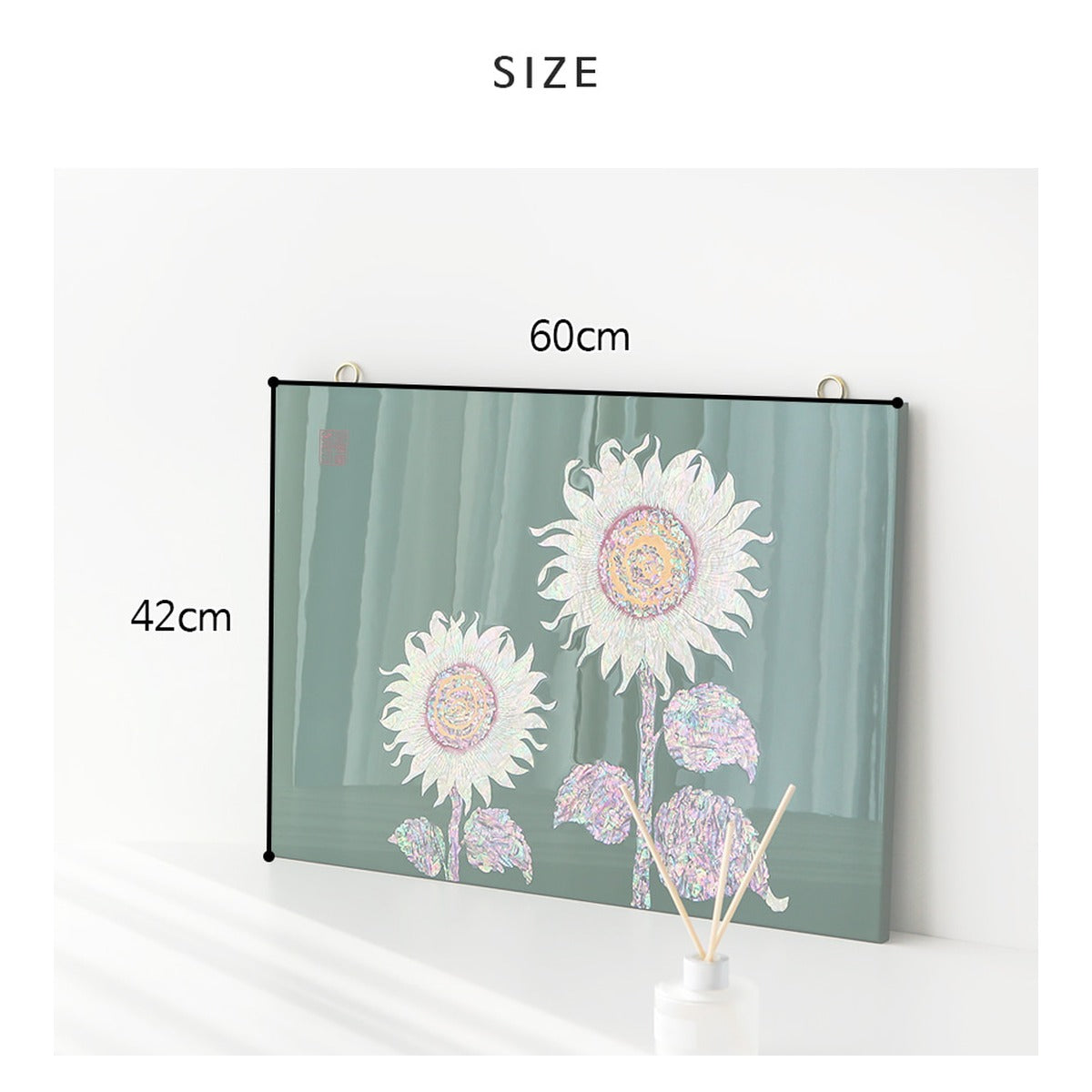 Najeonchilgi Sunflower Wall Mounted Mother of Pearl Frame – product dimensions and size guide [KS-DIM:P0000YFE:443da5292578]
