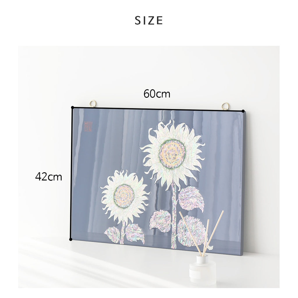 Najeonchilgi Sunflower Wall Mounted Mother of Pearl Frame (Blue) – product dimensions and size guide [KS-DIM:P0000YFF:c8d99127e311]
