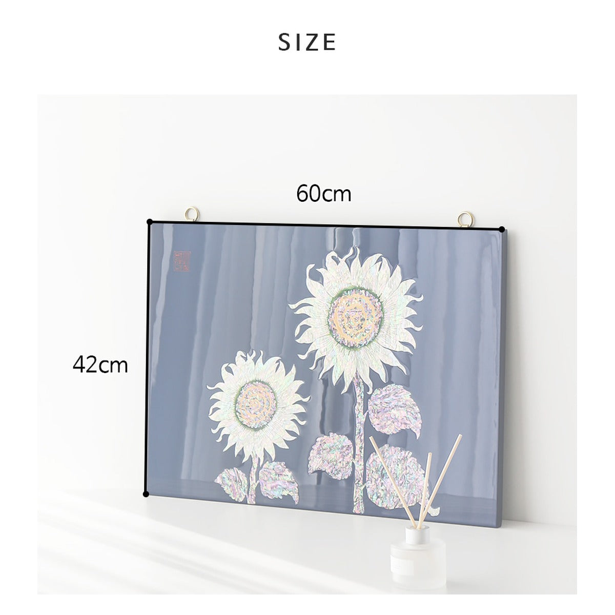 Najeonchilgi Sunflower Wall Mounted Mother of Pearl Frame (Blue) – product dimensions and size guide [KS-DIM:P0000YFF:c8d99127e311]