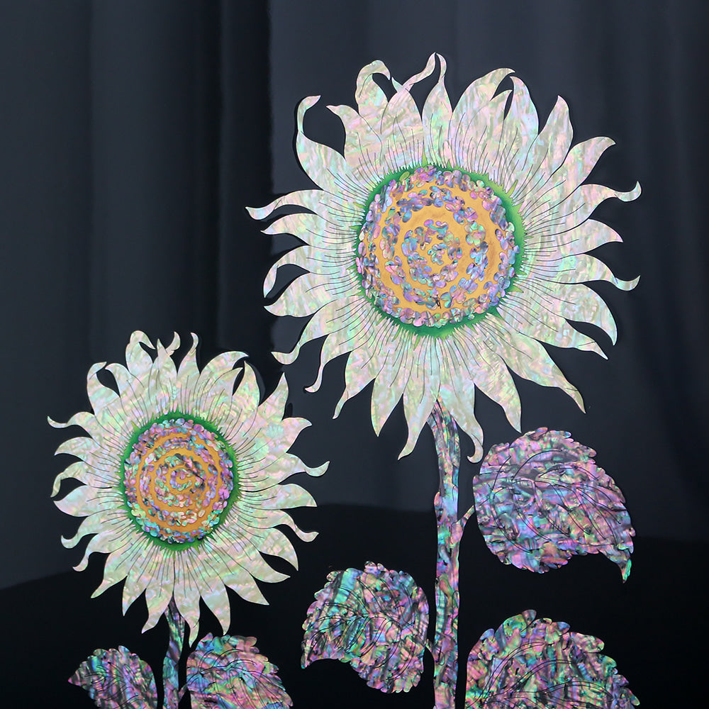 Najeonchilgi Sunflower Mother-of-Pearl Wall Art, Black