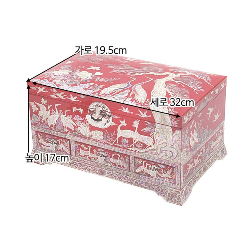 Premium Najeonchilgi Drawer Flower Pine & Crane Saju Jewelry Box Red Jewelry Box Yedan Wedding Gift Box, 32 cm – product dimensions and size guide [KS-DIM:P0000SYX:a4689301e7be]