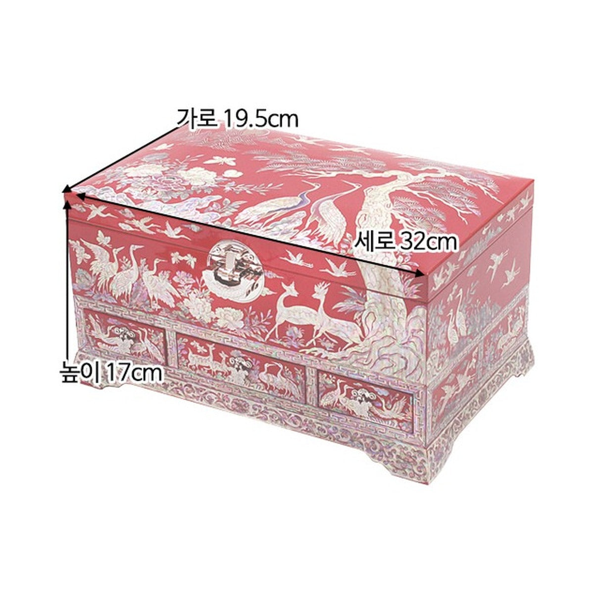 Premium Najeonchilgi Drawer Flower Pine & Crane Saju Jewelry Box Red Jewelry Box Yedan Wedding Gift Box, 32 cm – product dimensions and size guide [KS-DIM:P0000SYX:a4689301e7be]