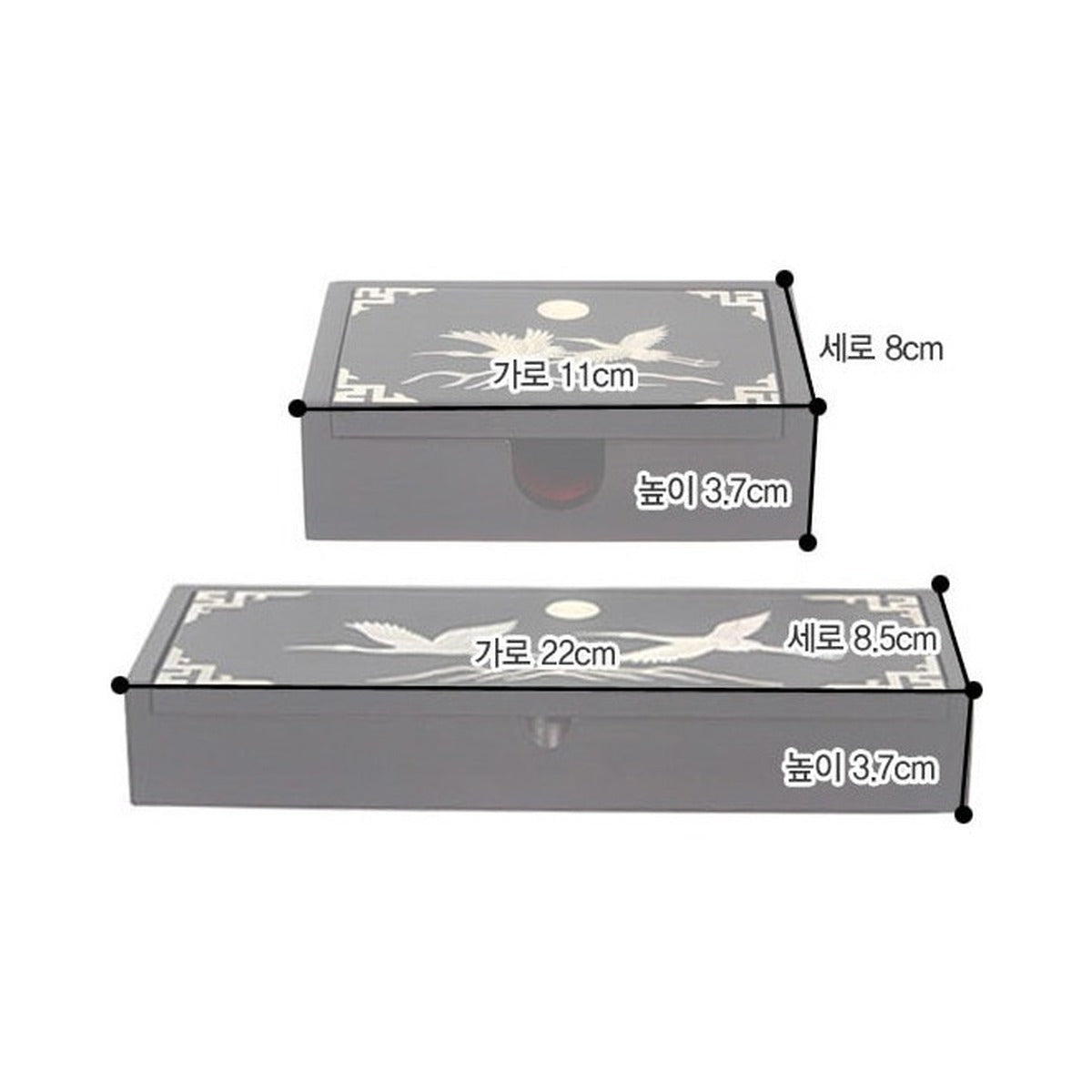 2-Piece Set: Najeon Auto Open Pen Case Business Card Case (Crane Mother of Pearl) – product dimensions and size guide [KS-DIM:P0000KSU:0f178daa42a1]