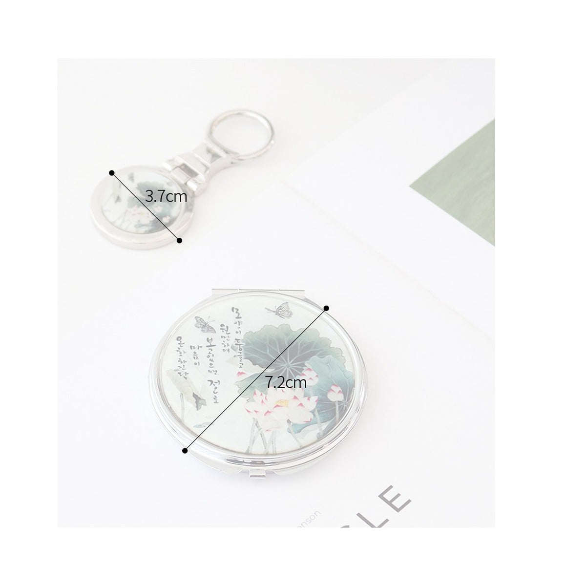 2-Piece Set: Najeon Hand Mirror Keyring Set (Damhwa Butterfly) – product dimensions and size guide [KS-DIM:P0000PWS:0298becf048b]