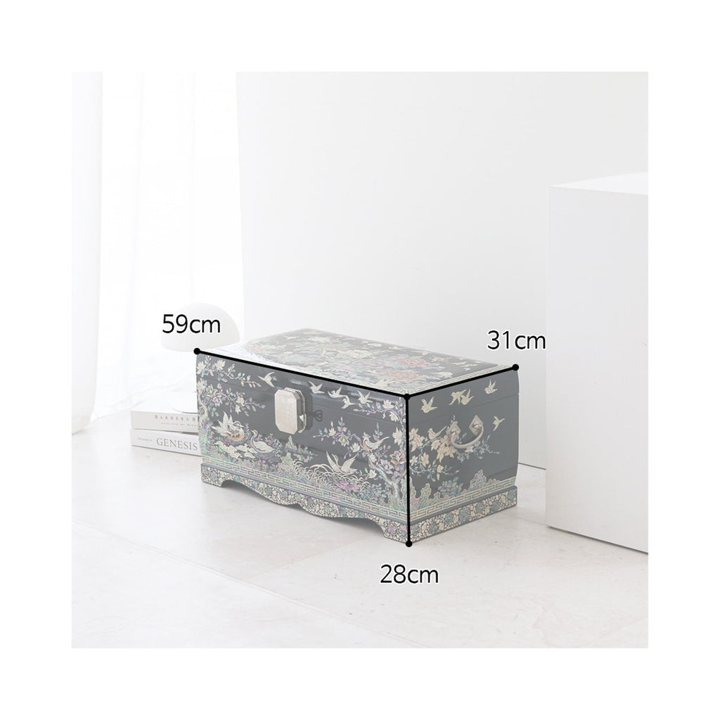 Masterpiece Najeon Bridal Painted Peony of Wealth Bongchae Wedding Box (Black) – product dimensions and size guide [KS-DIM:P0000MPC:e88524d5fa69]