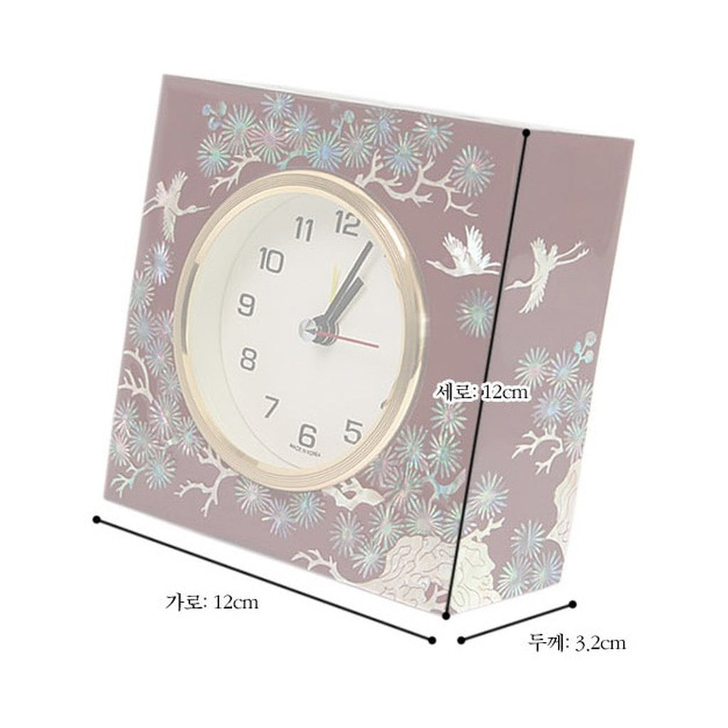 Masterpiece Najeon Square Pine & Crane (Red) Desk Dragon Clock (Master Artisan Jang Tae-bok) – product dimensions and size guide [KS-DIM:P0000ECB:f3caedc4a400]