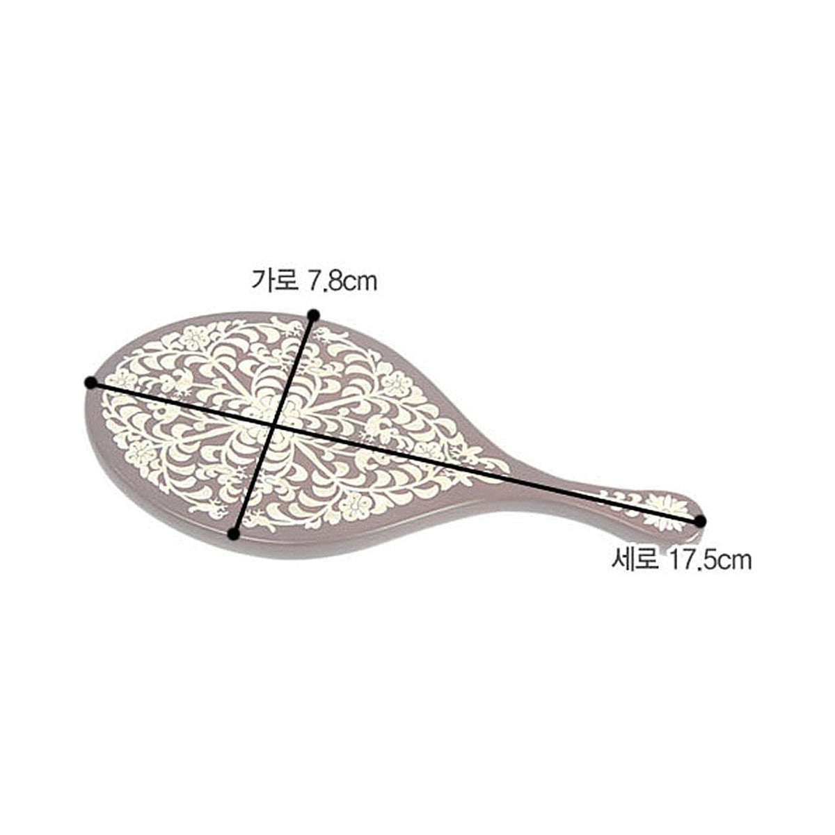 Premium Najeon Wood Oval Handle Mirror – product dimensions and size guide [KS-DIM:P0000JDI:bf2b2821dd20]