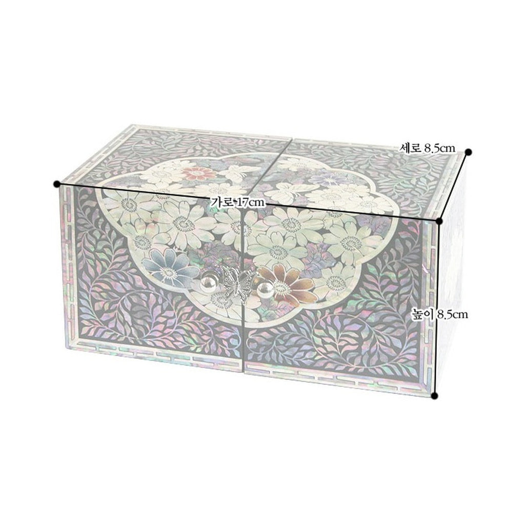Najeonchilgi Painted Double Lidded Mother of Pearl Jewelry Box Jewelry Box Earrings Box – product dimensions and size guide [KS-DIM:P0000BLI:f709f01685a2]