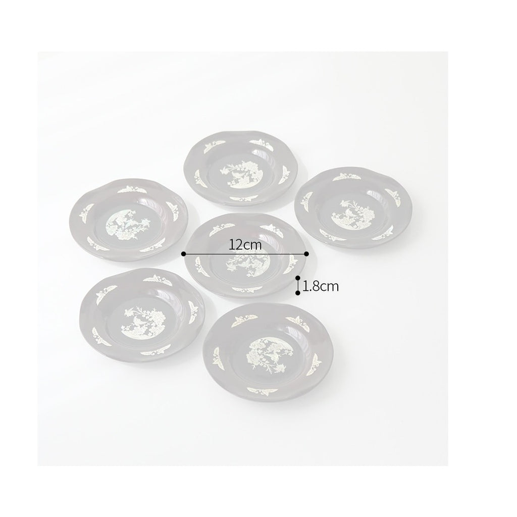 6-Piece Set: Najeonchilgi Arabesque Four Gentlemen Tea Coaster Set (Plum Blossom) Mother of Pearl Coaster Traditional Coaster (Master Artisan Lee Won-geun) – product dimensions and size guide [KS-DIM:P0000ICA:71ee7351f1d0]