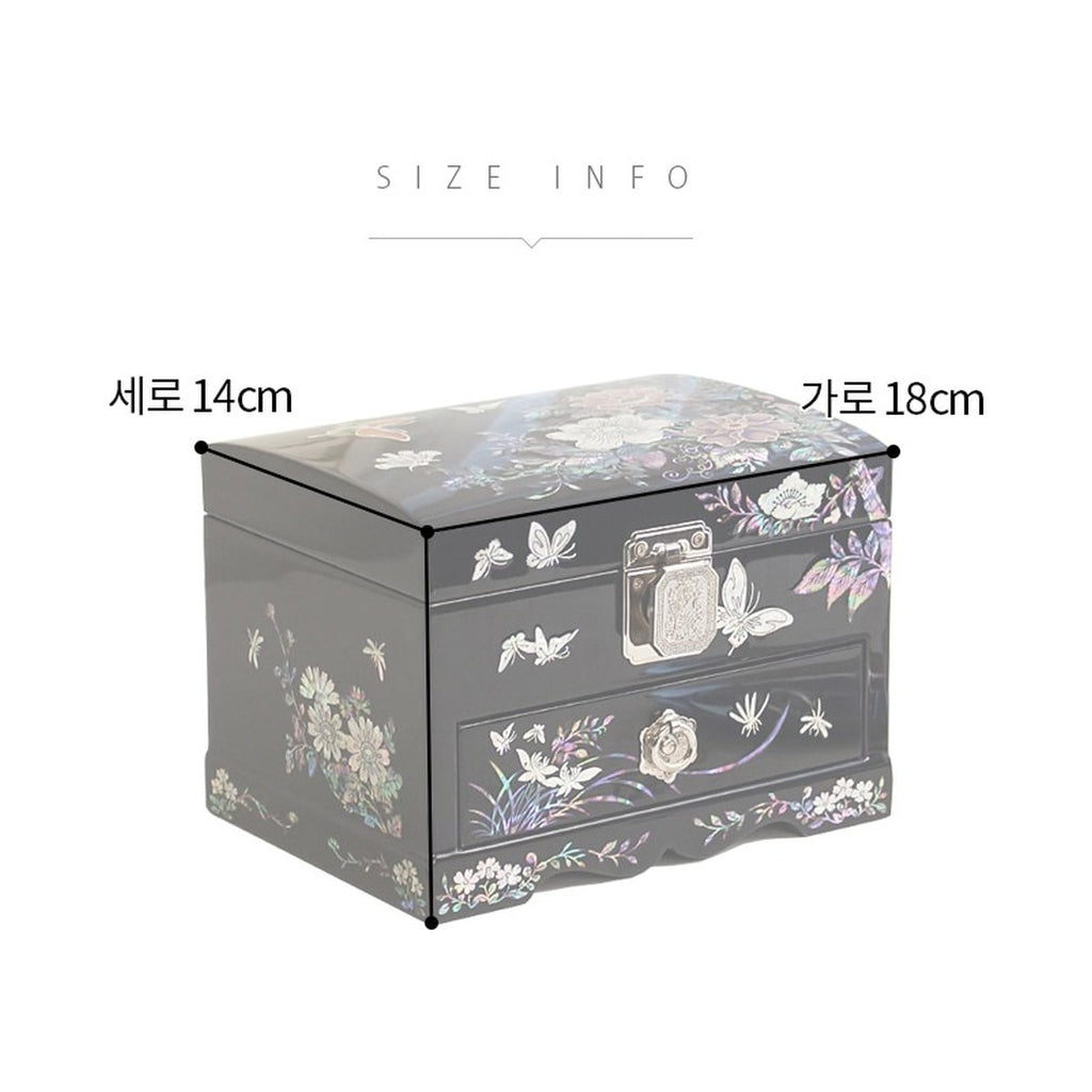 Najeonchilgi 1 Tier Drawer Vanity Mirror Mother of Pearl Jewelry Box (Ottchil Lacquer Painted Peony) Jewelry Box (Master Artisan Hong Seok-pyo) – product dimensions and size guide [KS-DIM:P0000BJA:b535c68aac76]